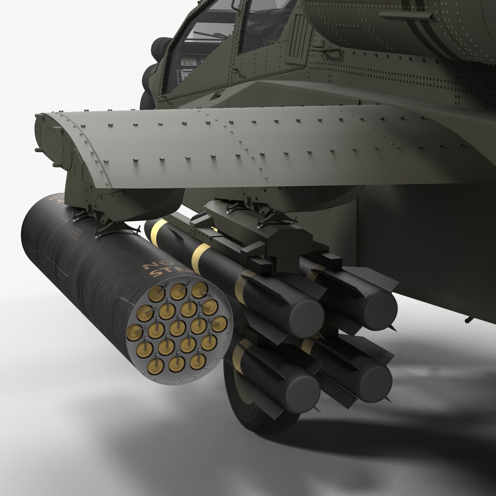 AH64E Apache Longbow Helicopter Green Clean 3D model_13