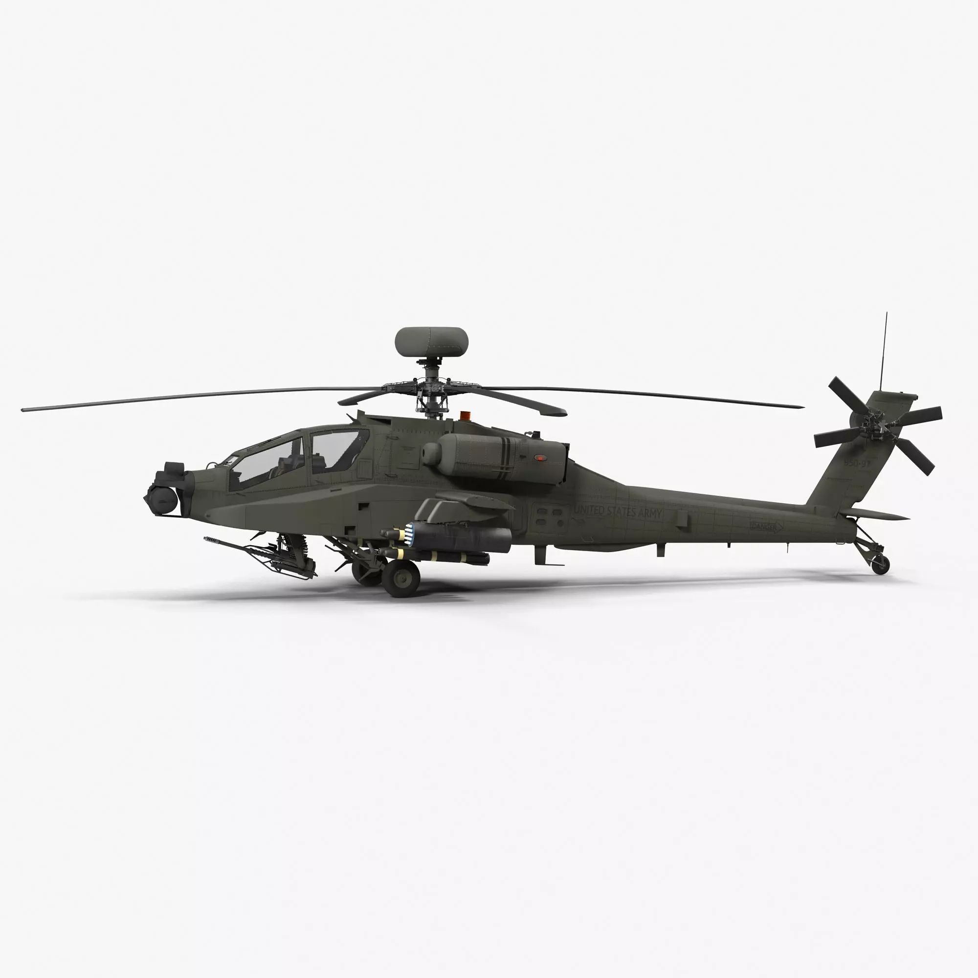 AH64E Apache Longbow Helicopter Green Clean 3D model_0