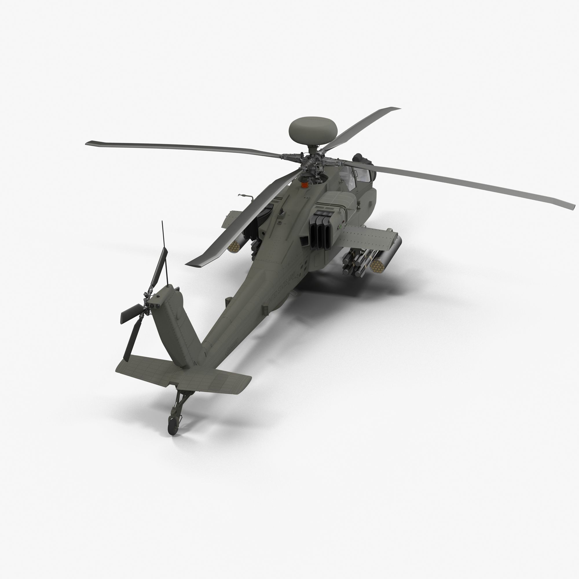 AH64E Apache Longbow Helicopter Green Clean 3D model_7