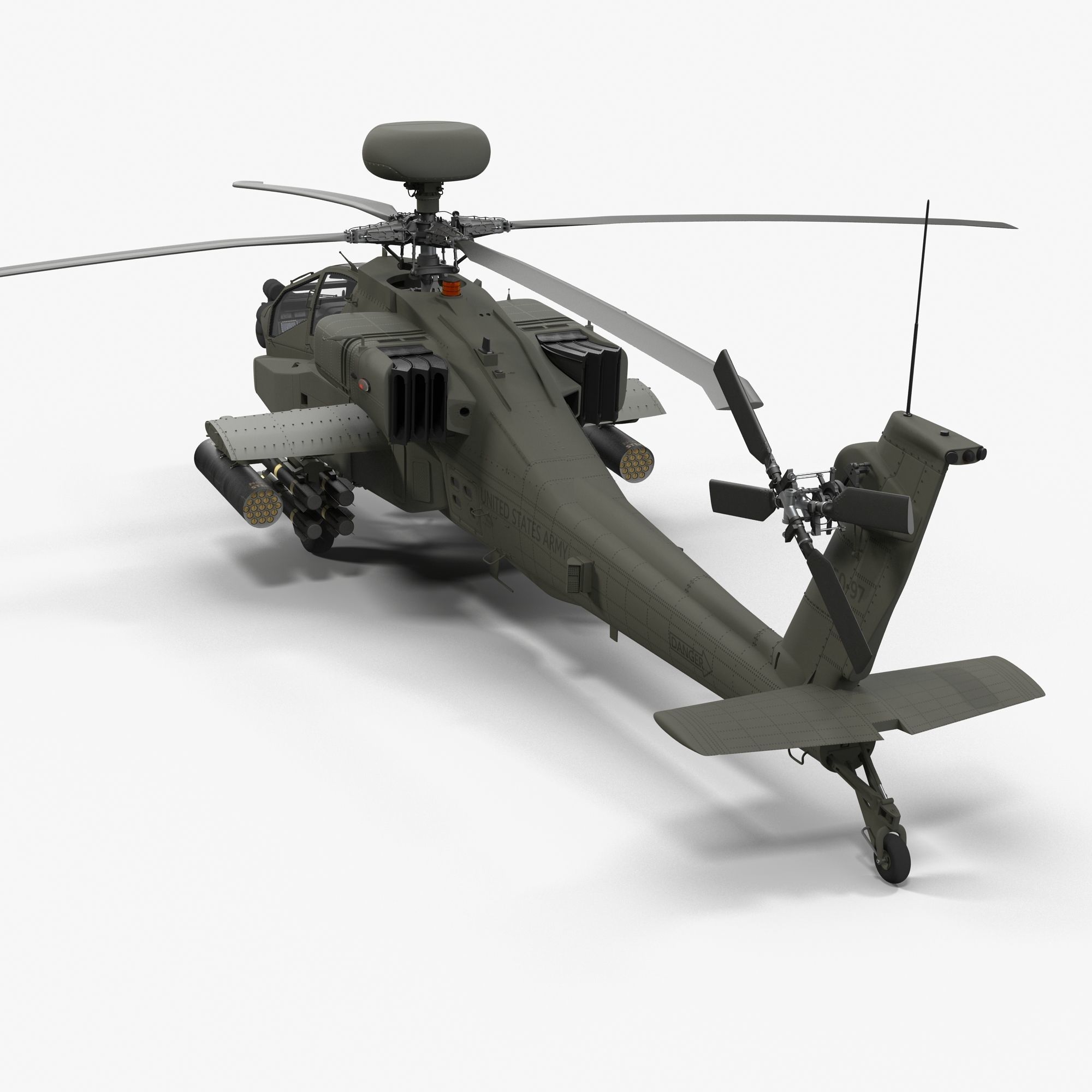 AH64E Apache Longbow Helicopter Green Clean 3D model_6