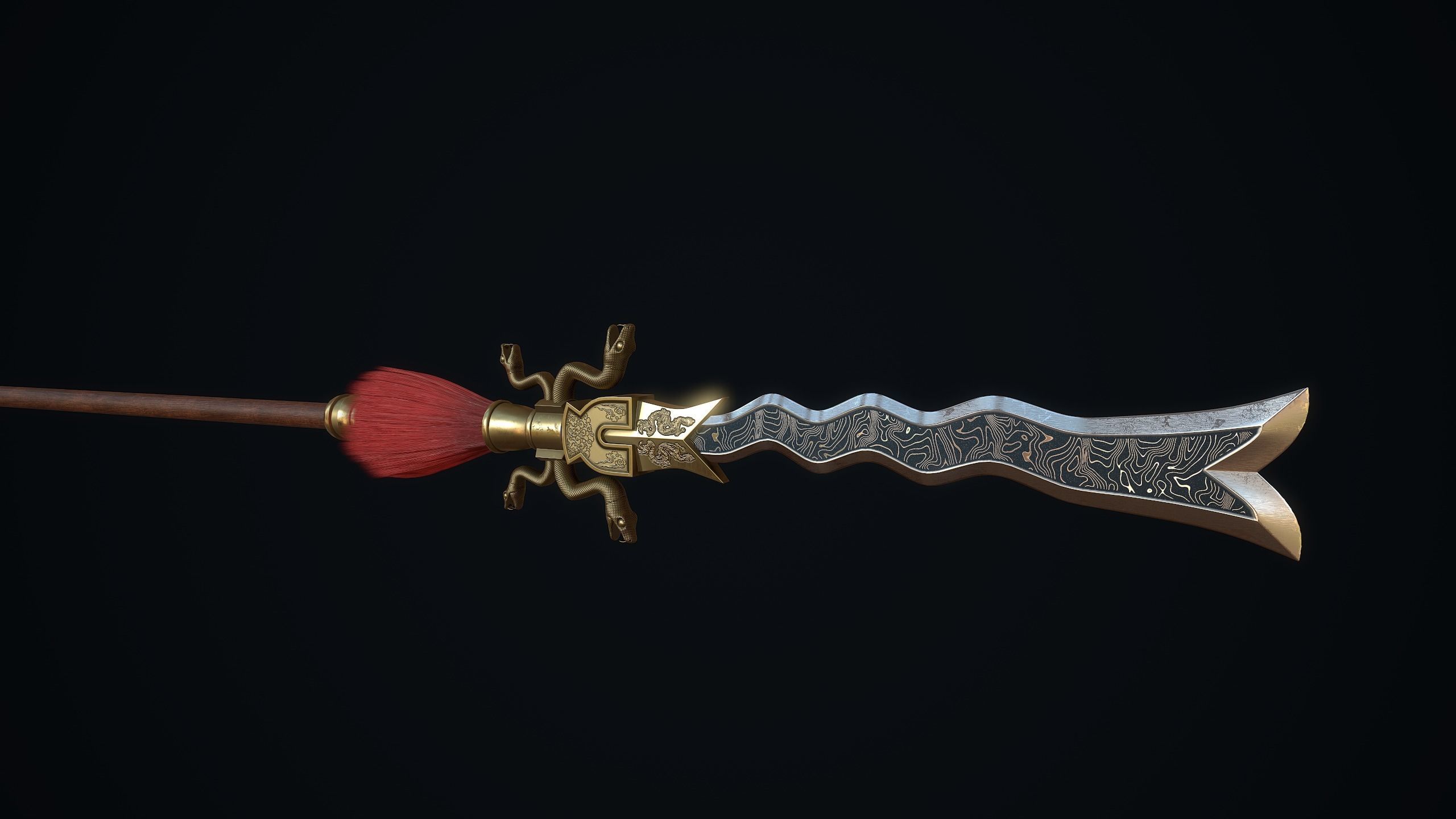 Serpent spear Low-poly 3D model_9