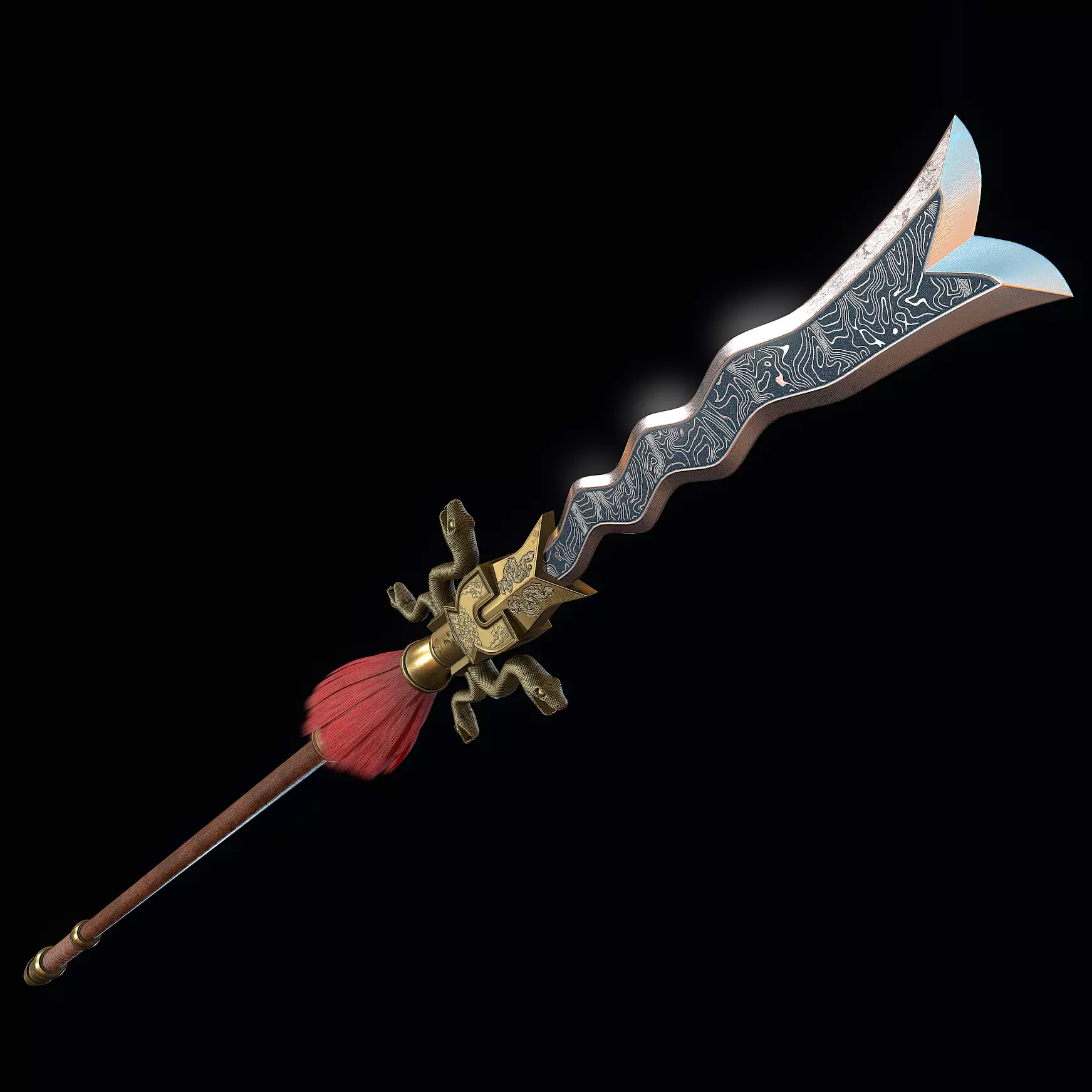 Serpent spear Low-poly 3D model