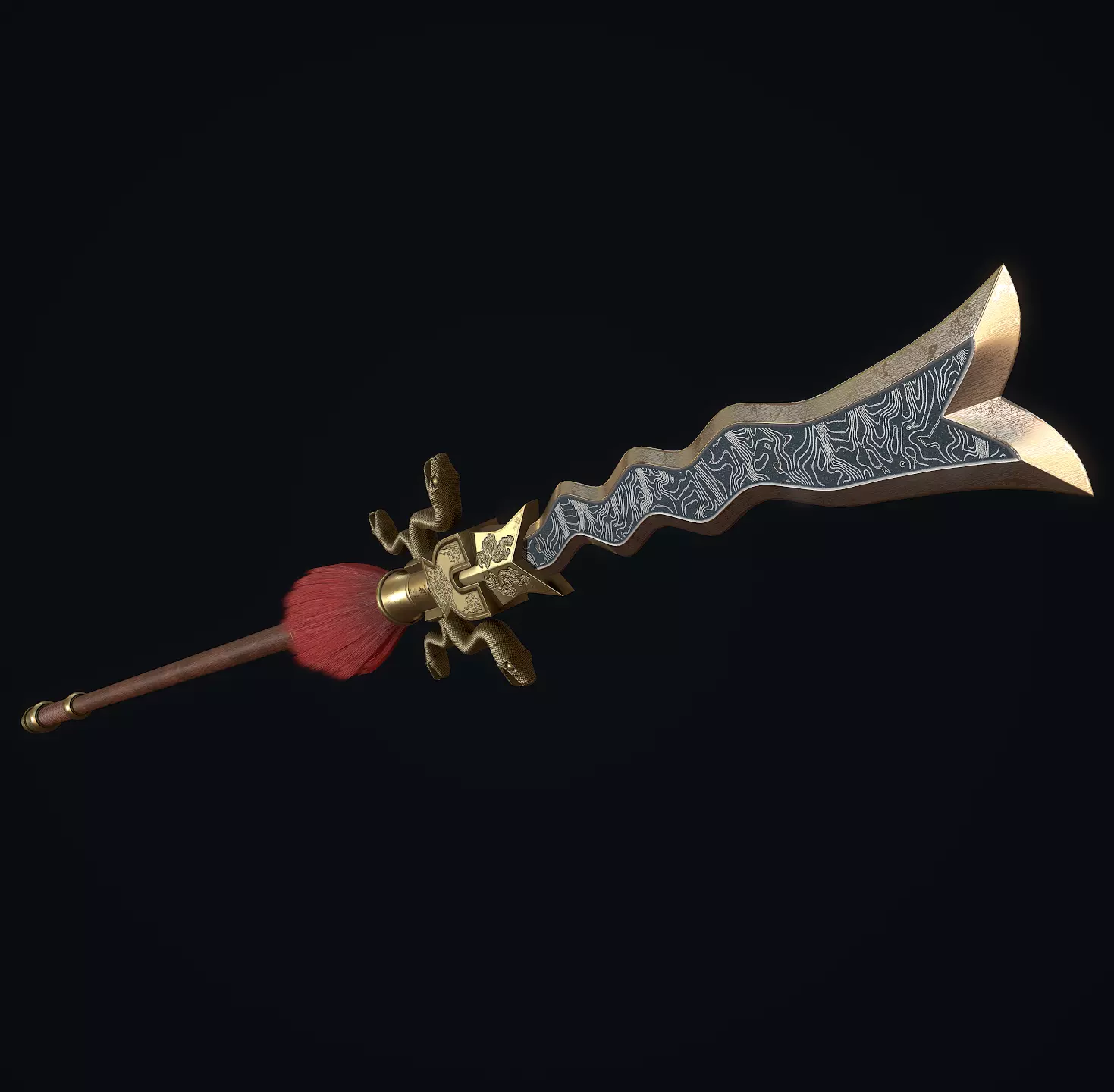 Serpent spear Low-poly 3D model_0