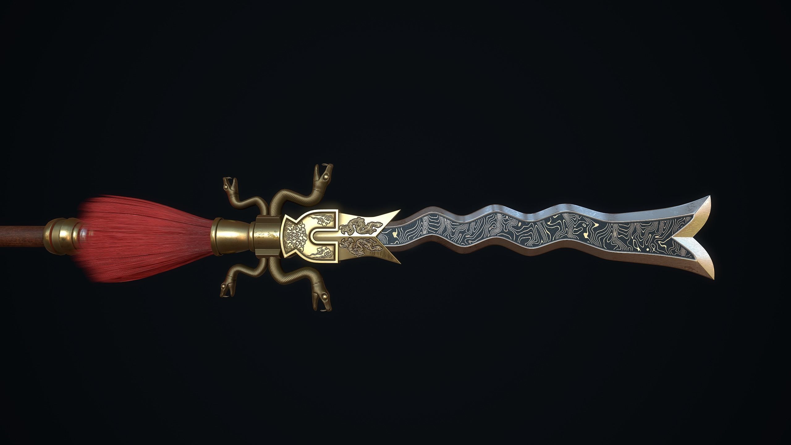 Serpent spear Low-poly 3D model_5