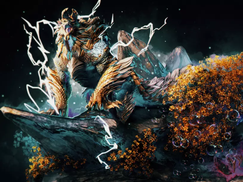 Monster-hunter-zinogre statue of creature 3D print model_0