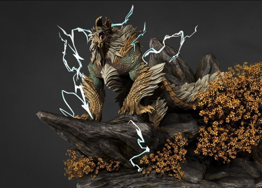 Monster-hunter-zinogre statue of creature 3D print model_3