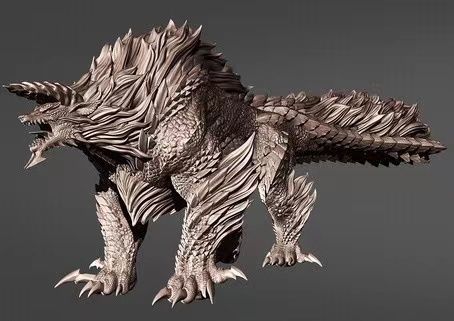 Monster-hunter-zinogre statue of creature 3D print model_4