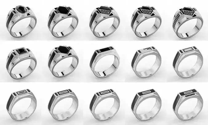 15 man rings silver yamal 3D print model