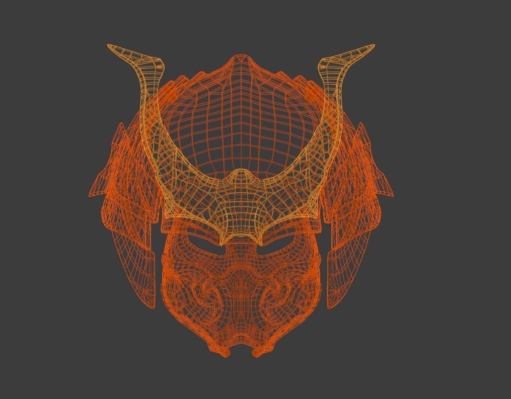Predator mask - Samurai 3D print model_7