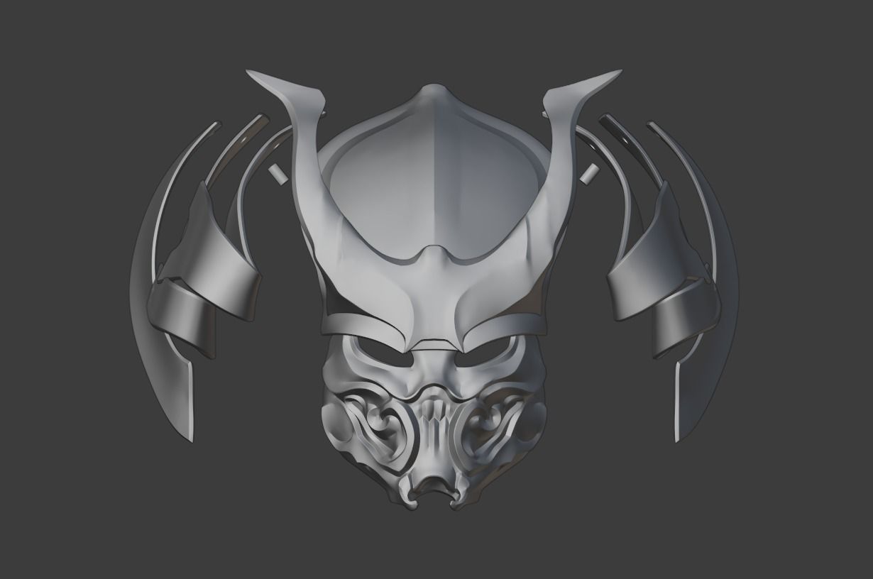 Predator mask - Samurai 3D print model_1