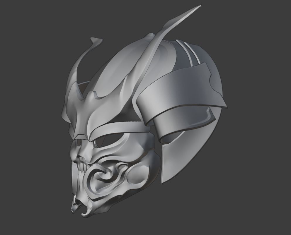 Predator mask - Samurai 3D print model_11
