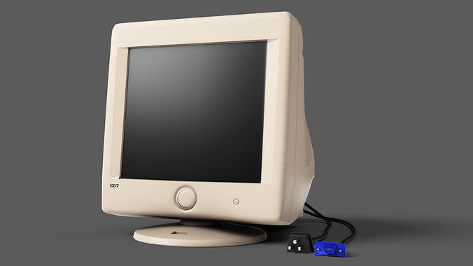 GameAsset Vintage CRT Monitor - Lowpoly Low-poly 3D model