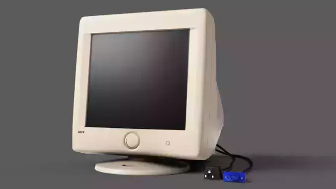 GameAsset Vintage CRT Monitor - Lowpoly Low-poly 3D model