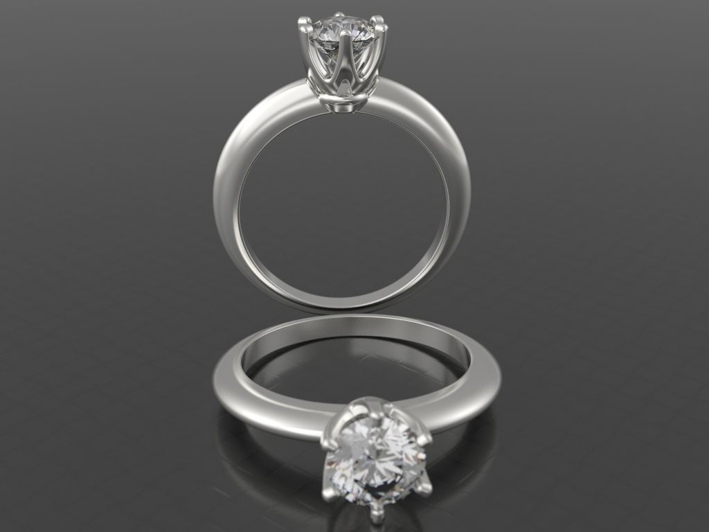 Classic engagement ring Flower 3D print model_4
