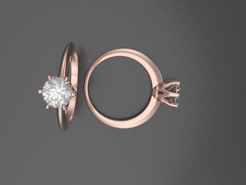 Classic engagement ring Flower 3D print model_7
