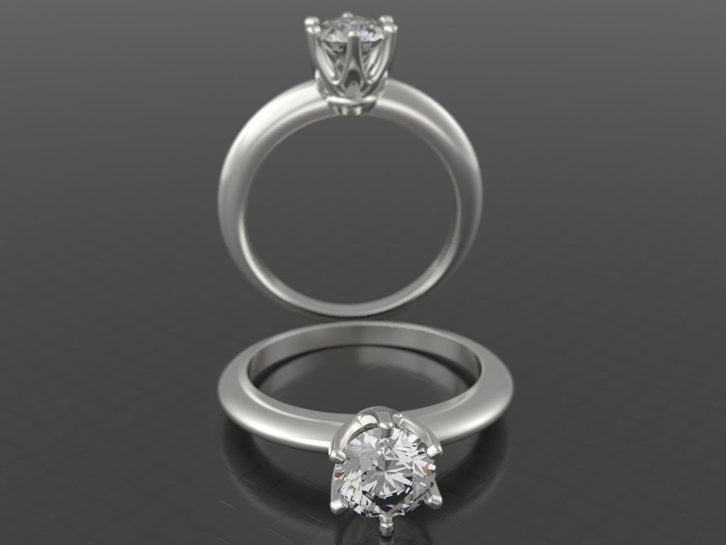 Classic engagement ring Flower 3D print model_5