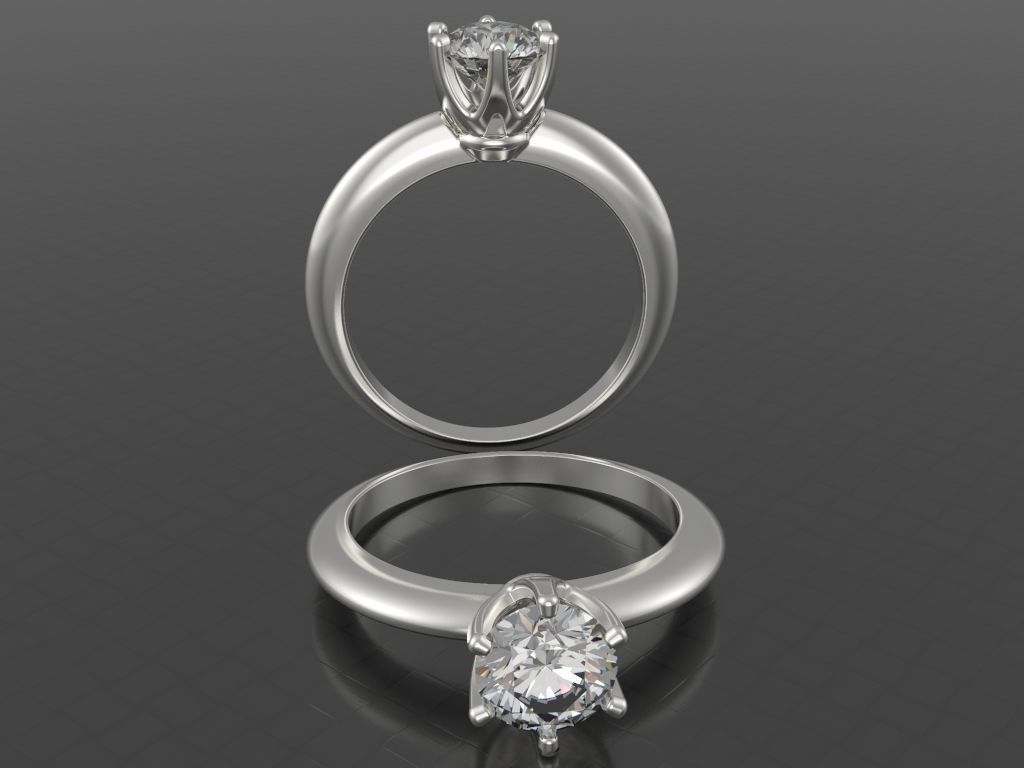 Classic engagement ring Flower 3D print model_3