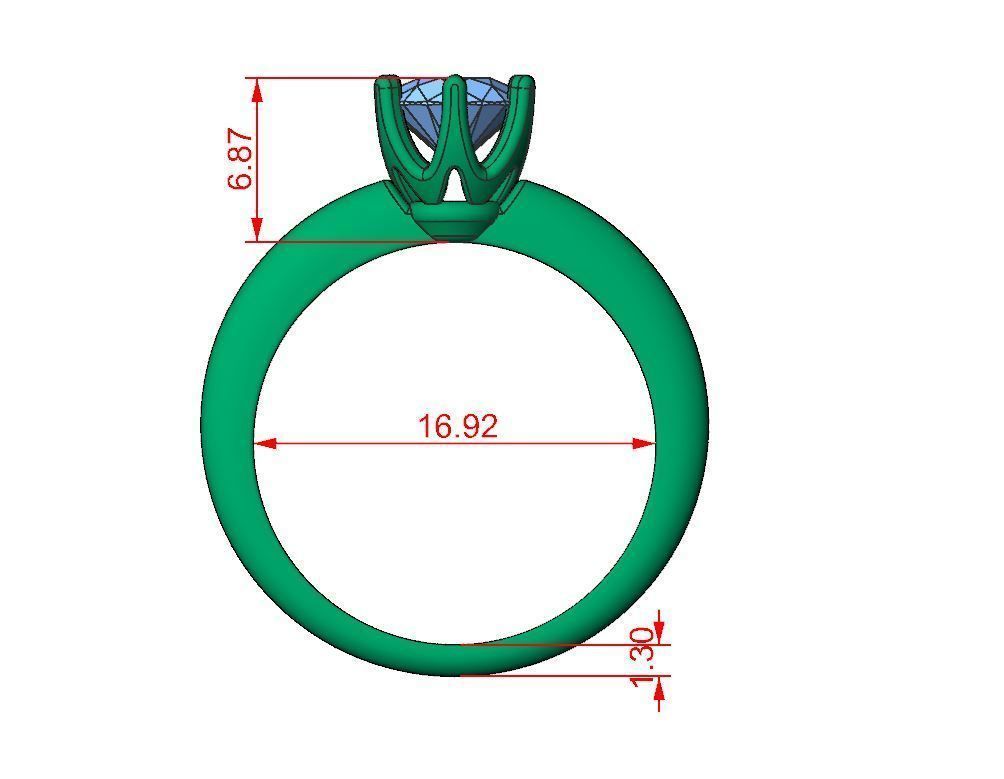 Classic engagement ring Flower 3D print model_28