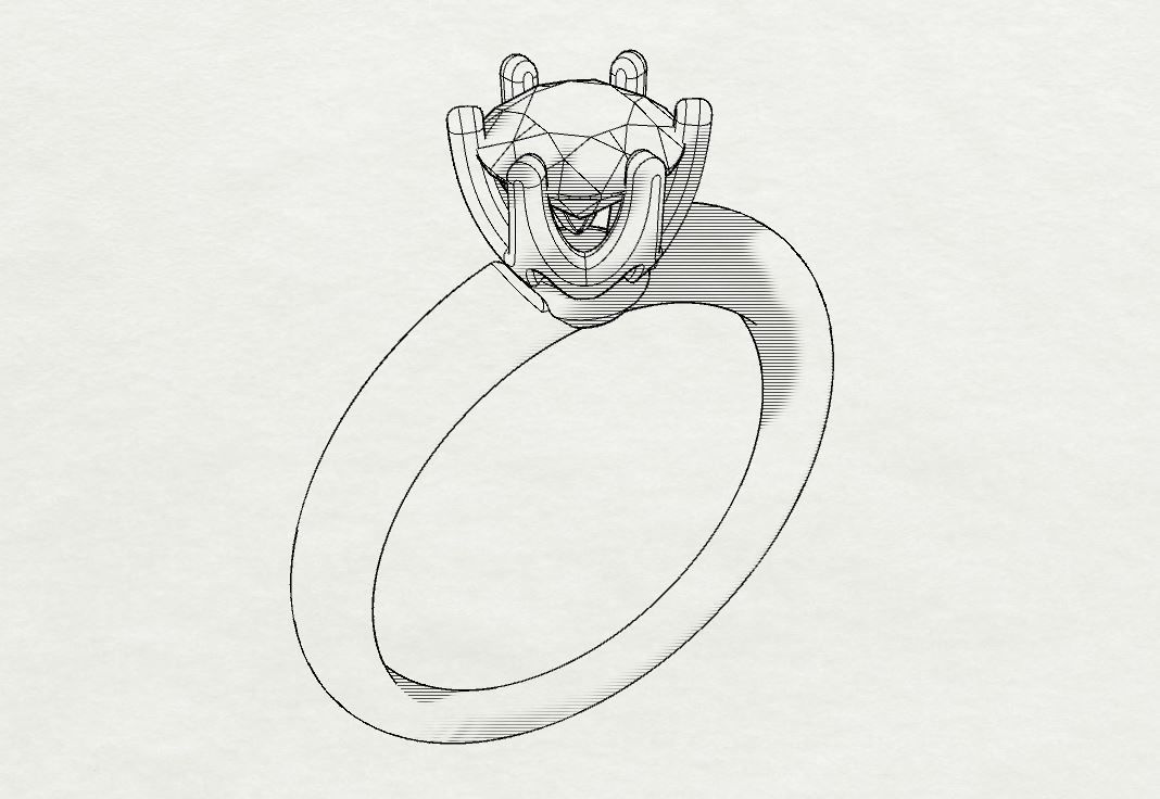 Classic engagement ring Flower 3D print model_27