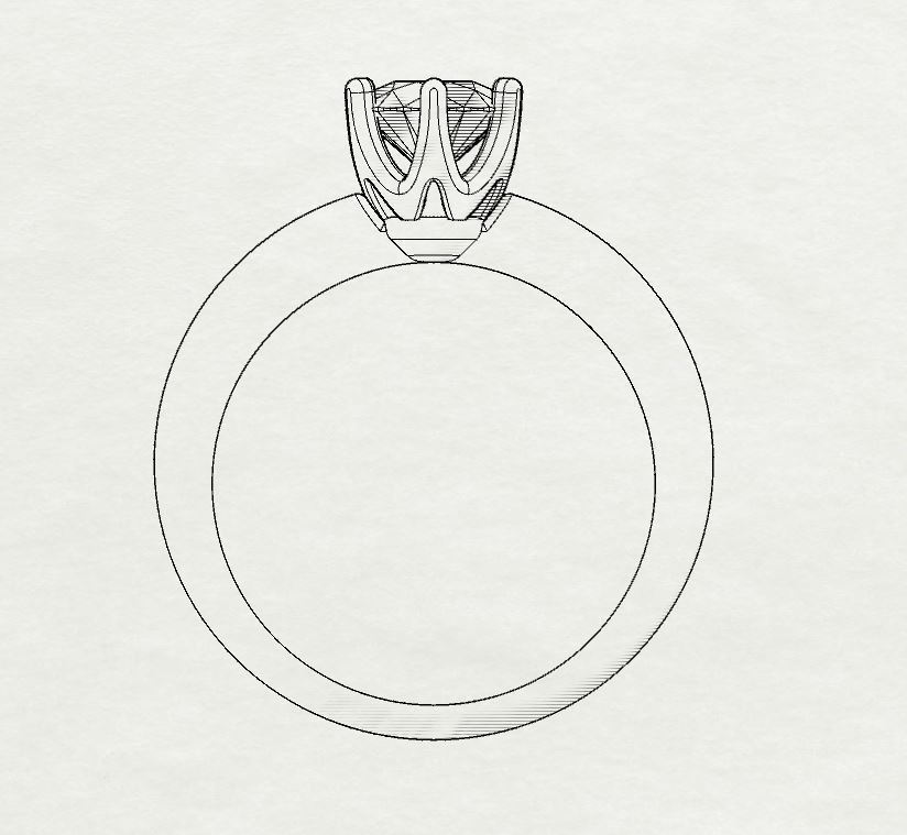 Classic engagement ring Flower 3D print model_22