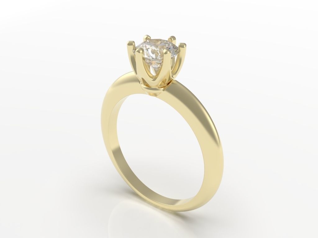 Classic engagement ring Flower 3D print model_2