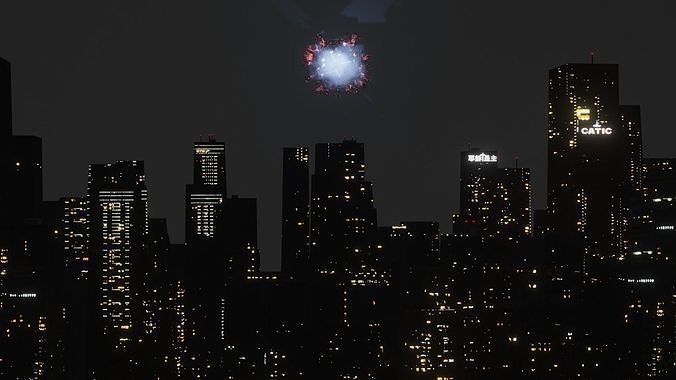 Night City Covid all assets and animation included 3D model 3