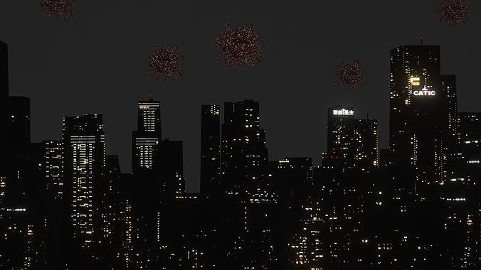Night City Covid all assets and animation included 3D model 2