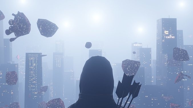 Night City Covid all assets and animation included 3D model 4