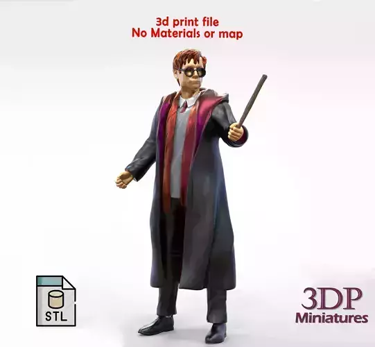 Harry Potter with his wand magic stick 3D print model