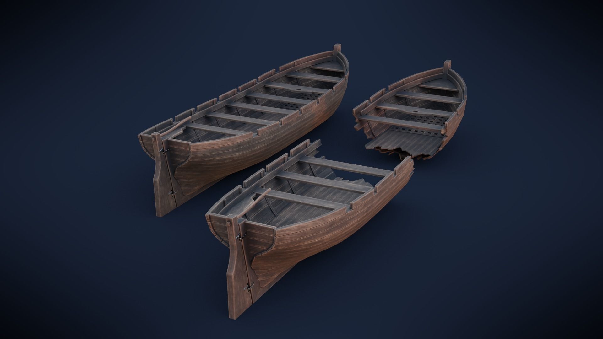Ships boat Low-poly 3D model_11
