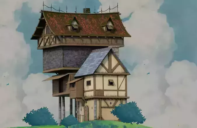 fantasy Stylized Medieval House b8 3D model