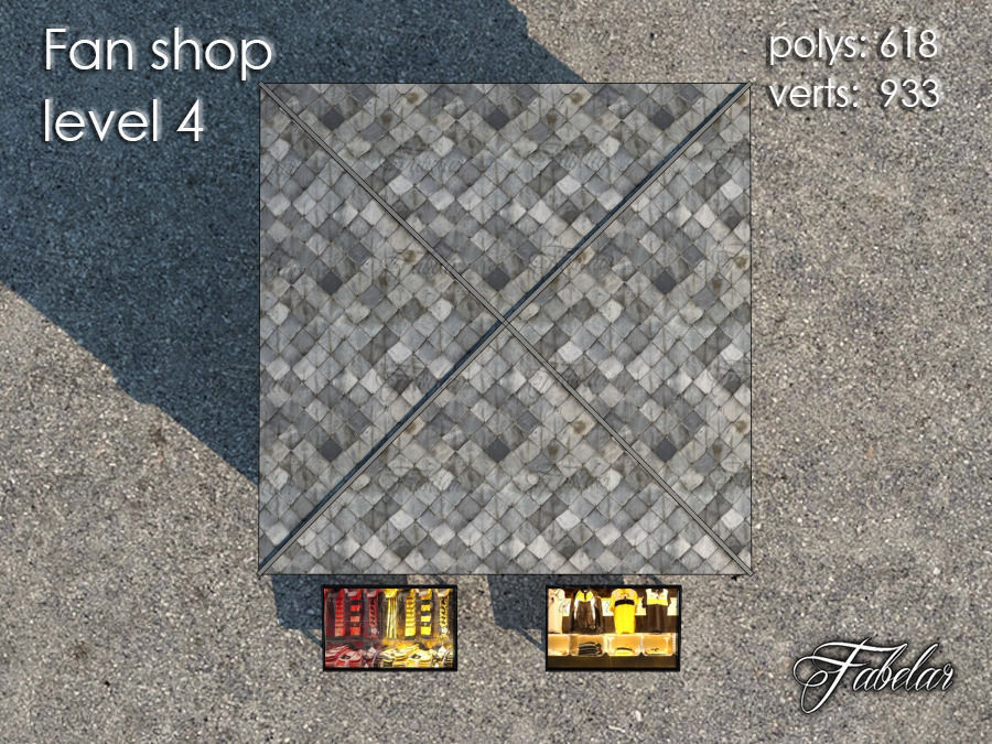 Fan Shop Low-poly 3D model_3
