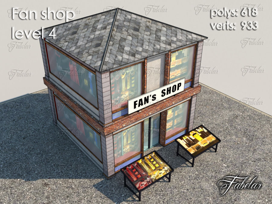 Fan Shop Low-poly 3D model_1