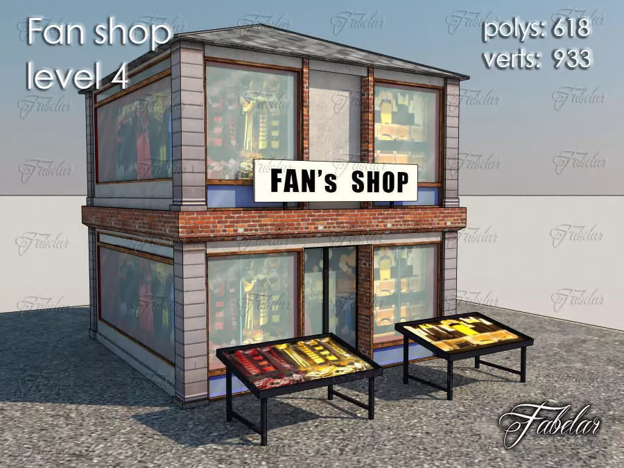 Fan Shop Low-poly 3D model_0