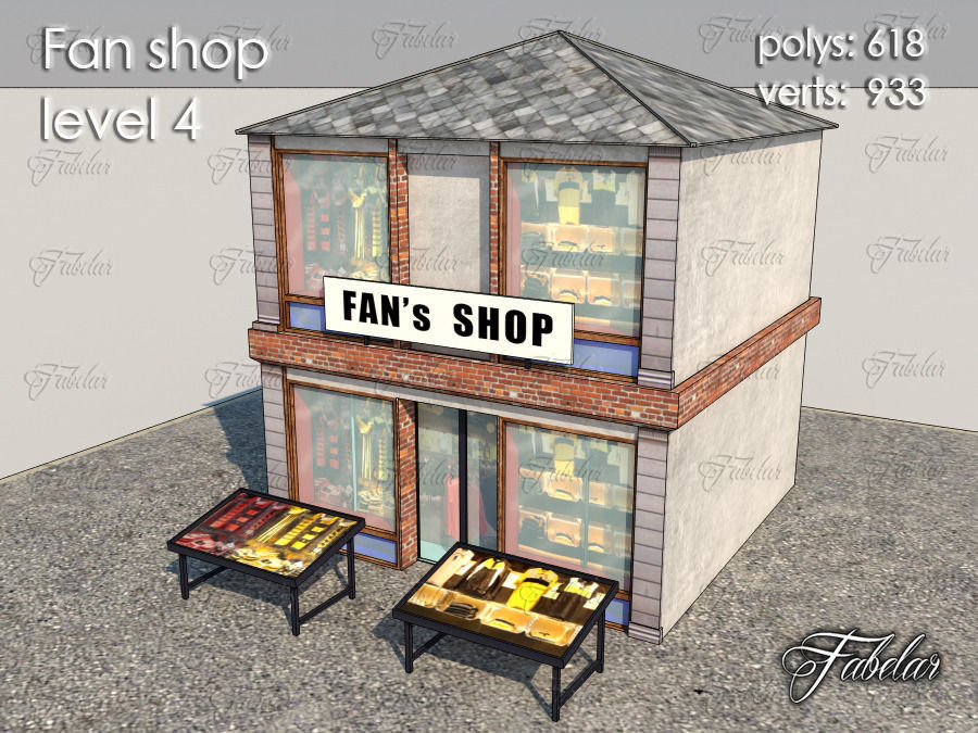 Fan Shop Low-poly 3D model_2