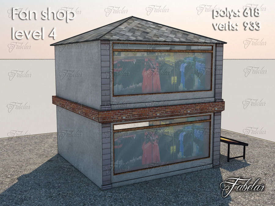 Fan Shop Low-poly 3D model_4