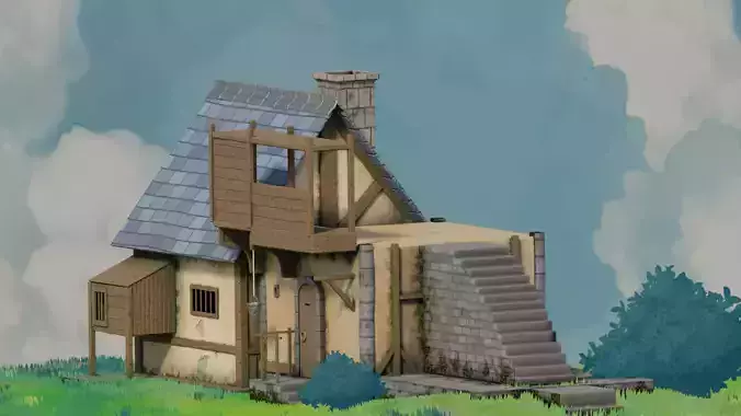 fantasy Stylized Medieval House b9 3D model