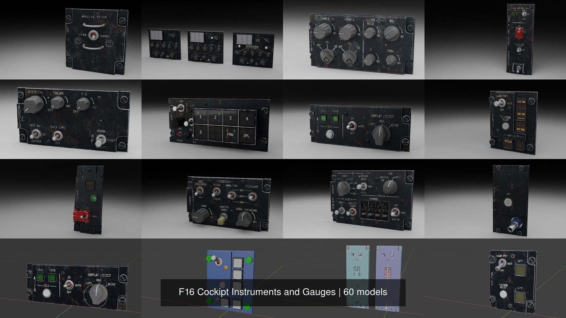 F16 Cockipt Instruments and Gauges 3D Model Collection_105