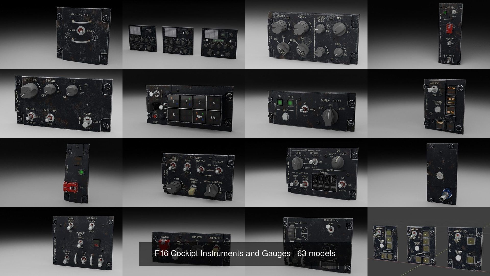 F16 Cockipt Instruments and Gauges 3D Model Collection_84