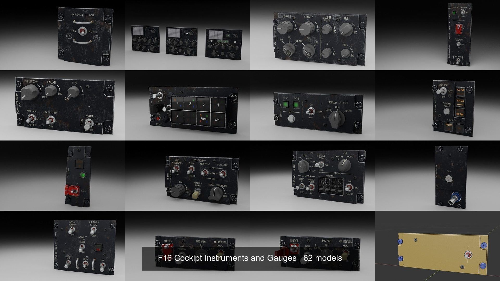F16 Cockipt Instruments and Gauges 3D Model Collection_94