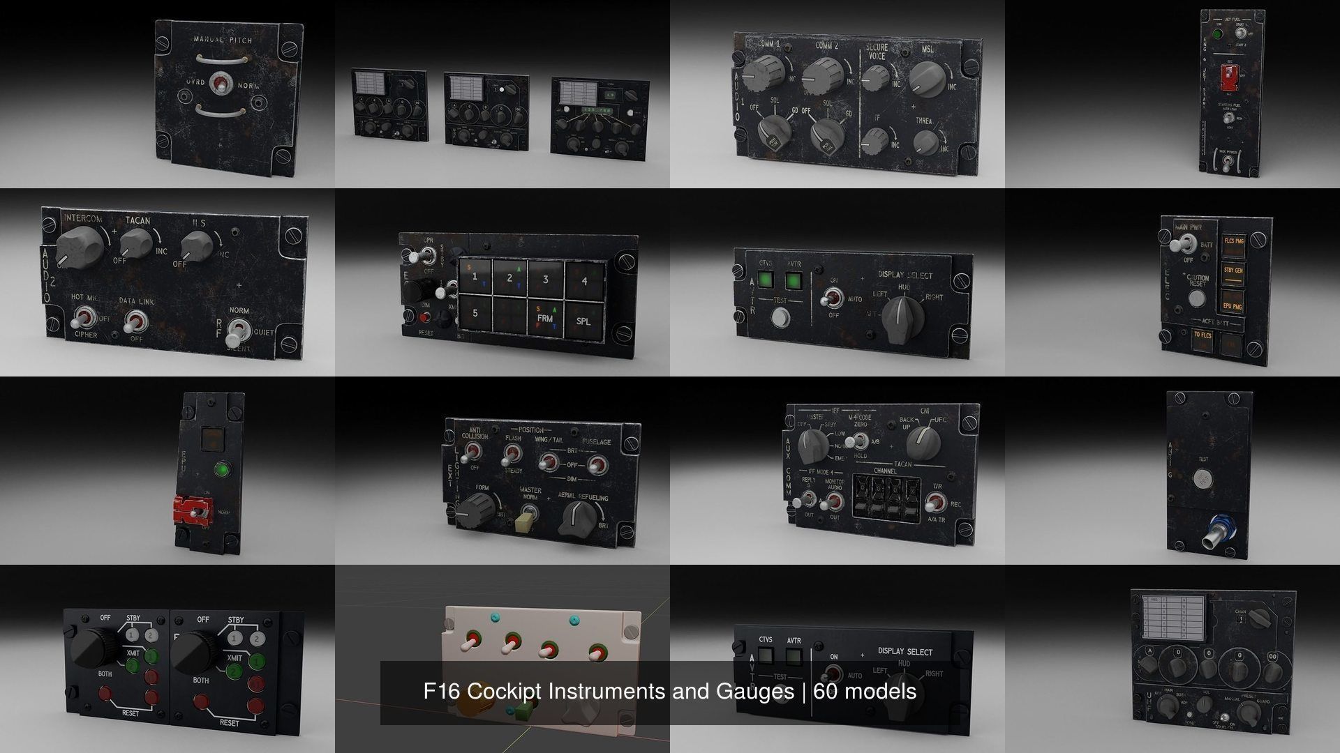 F16 Cockipt Instruments and Gauges 3D Model Collection_112