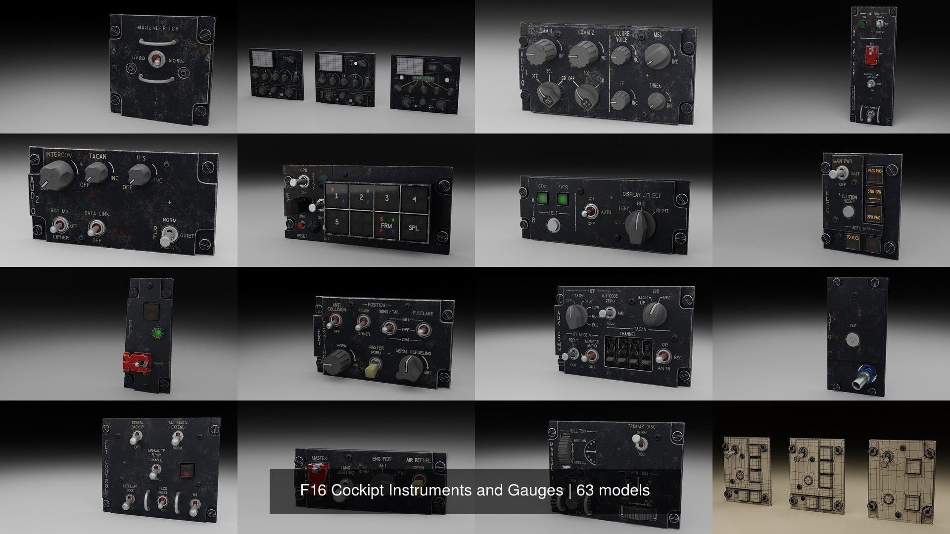F16 Cockipt Instruments and Gauges 3D Model Collection_74