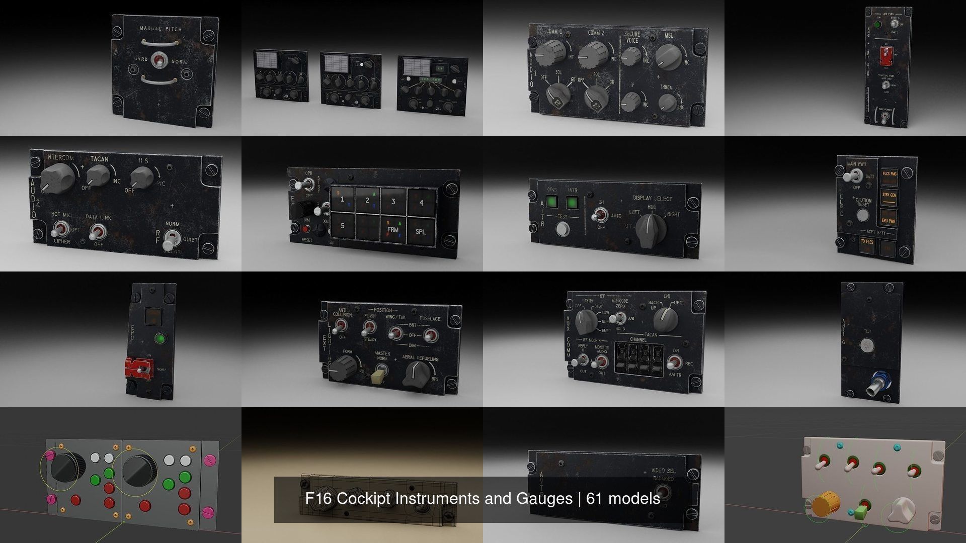 F16 Cockipt Instruments and Gauges 3D Model Collection_92
