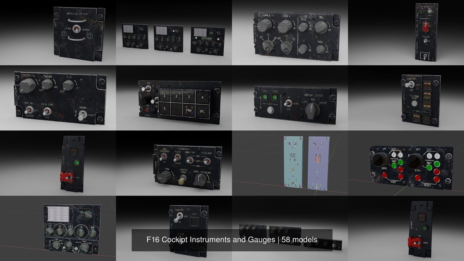 F16 Cockipt Instruments and Gauges 3D Model Collection_113