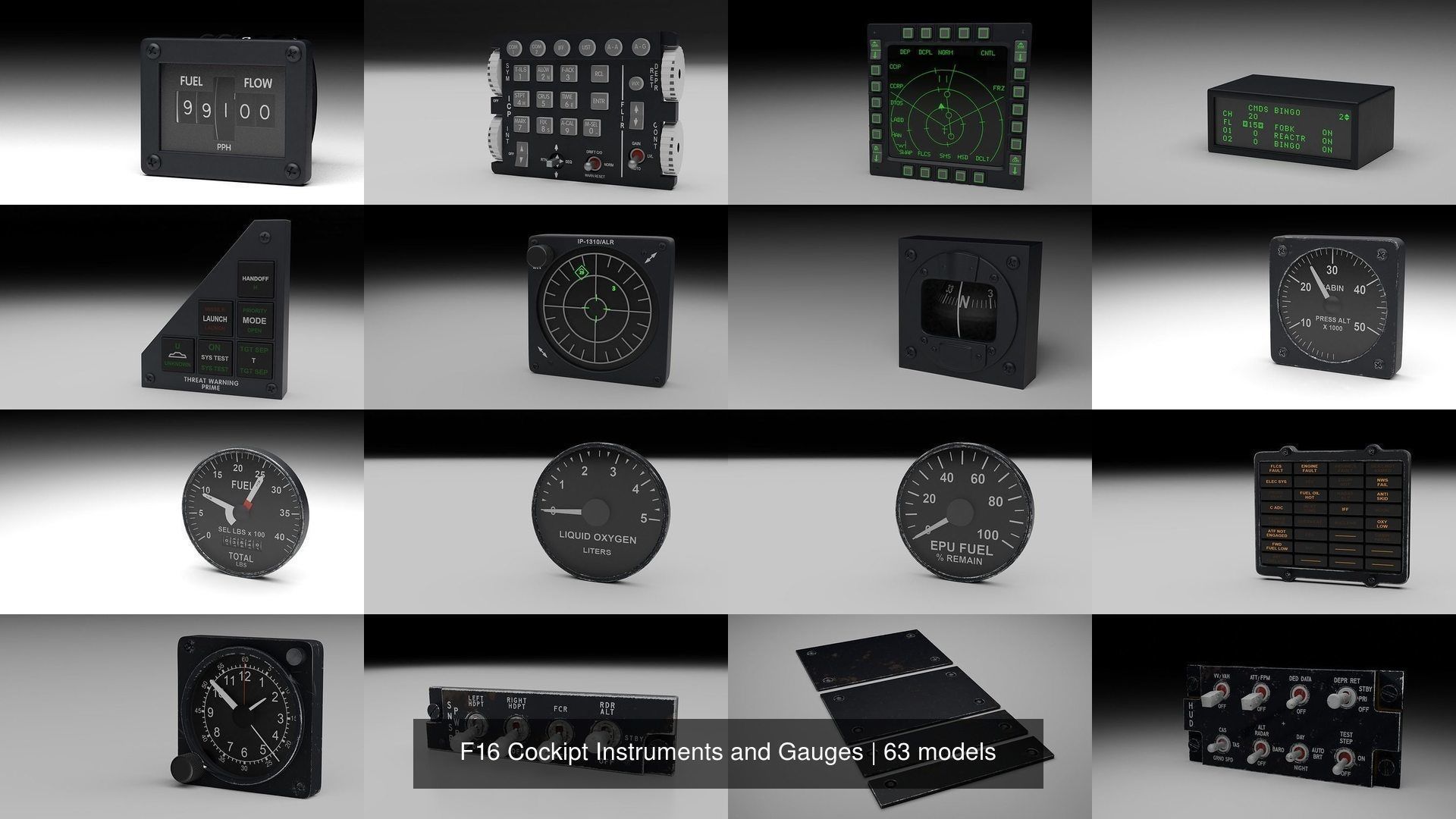 F16 Cockipt Instruments and Gauges 3D Model Collection_67
