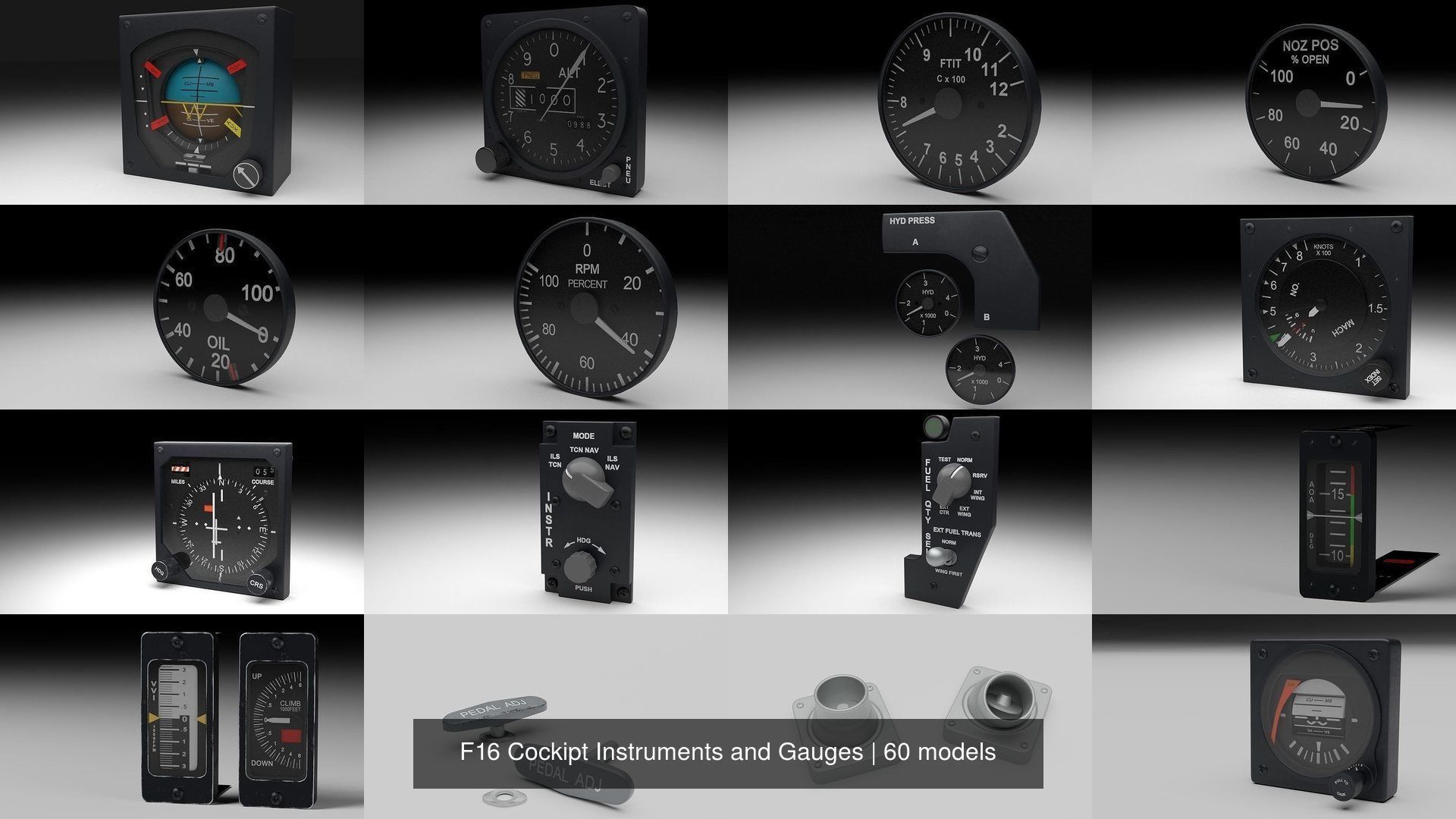 F16 Cockipt Instruments and Gauges 3D Model Collection_98