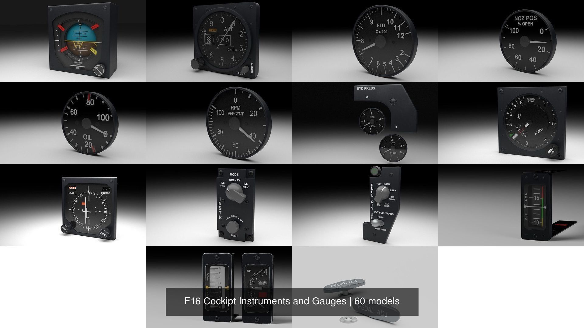 F16 Cockipt Instruments and Gauges 3D Model Collection_82