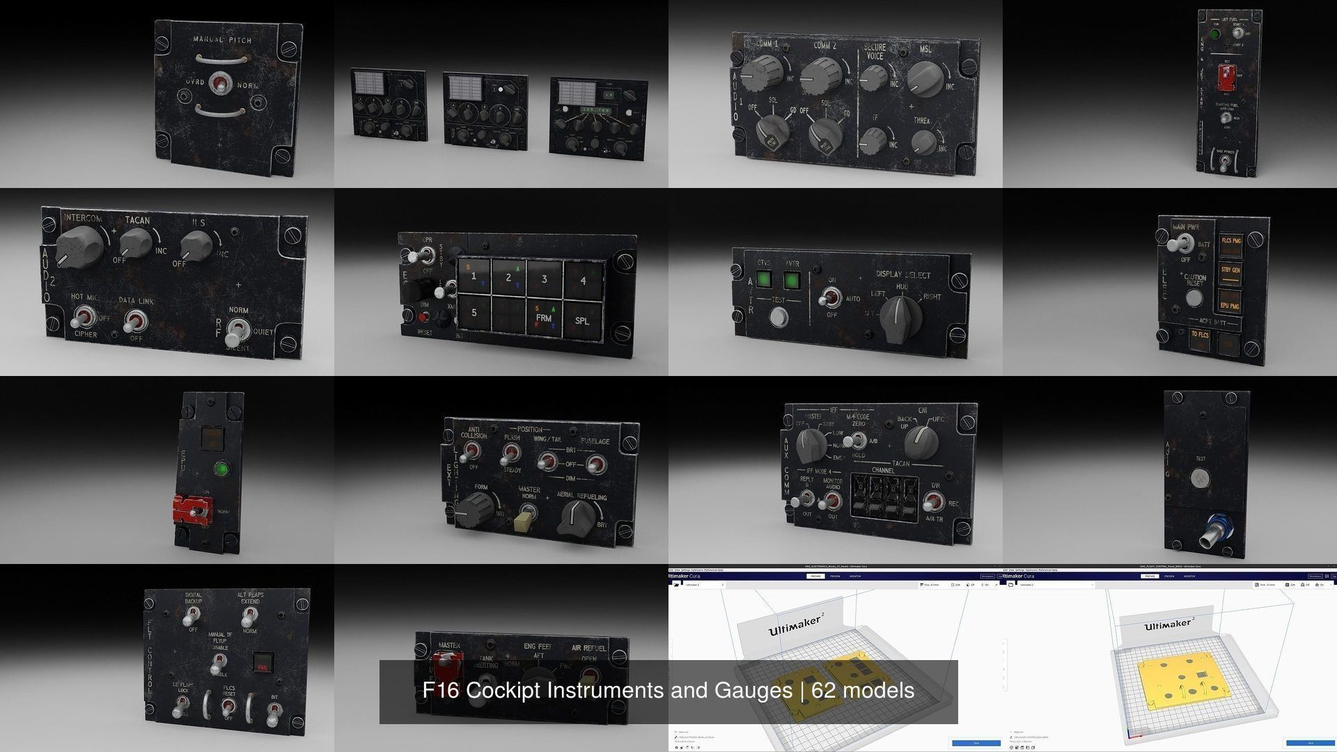 F16 Cockipt Instruments and Gauges 3D Model Collection_83