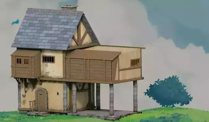 fantasy Stylized Medieval House b10 3D model