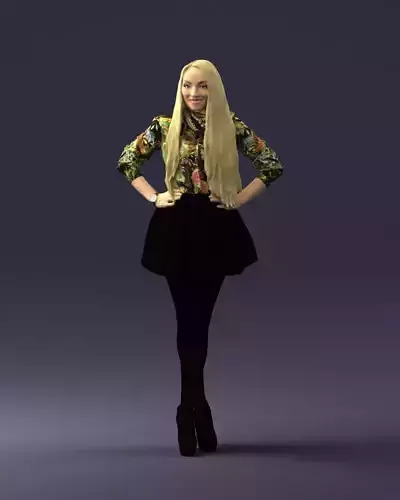 Smiling blonde in a skirt 0238